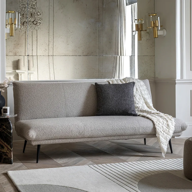 minimalist small grey sofa bed in small room