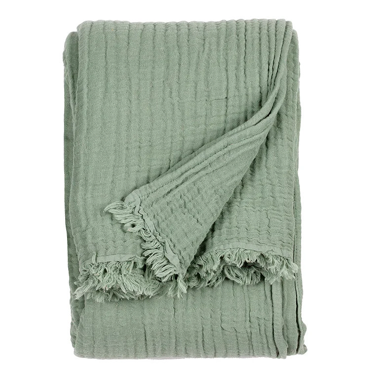 eucalyptus green muslin cotton winter throw