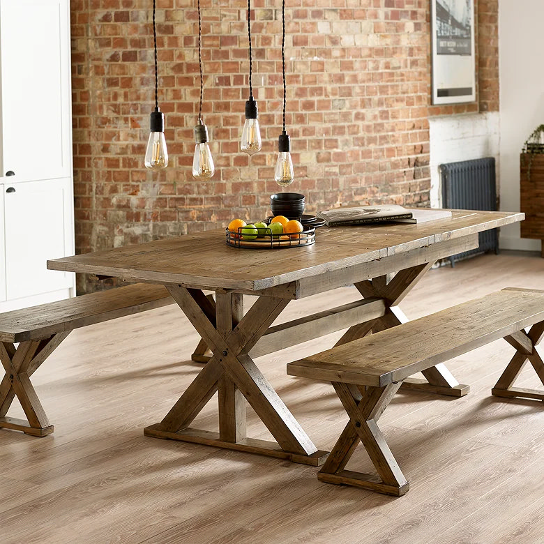 extendable wooden dining table for communal study space