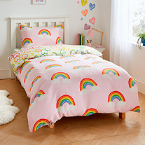 Pink rainbow kids bedding