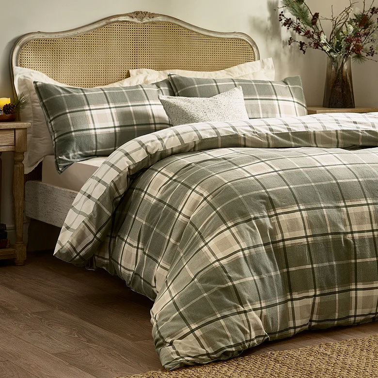 green check winter duvet cover set