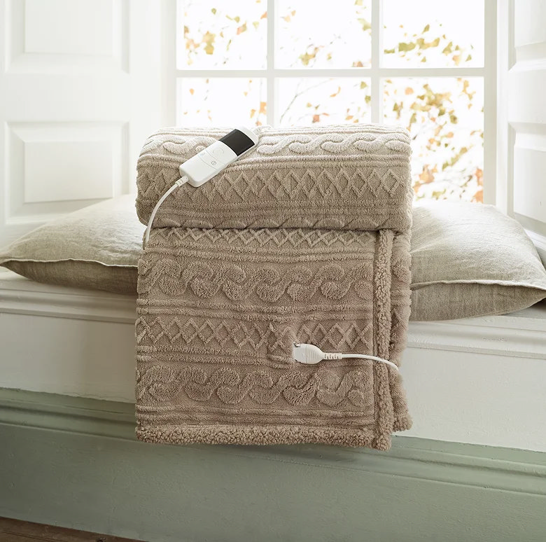cable knit electric heated blanket