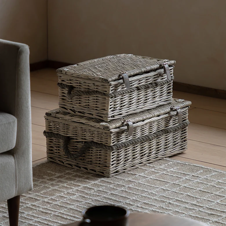 woven storage baskets with lids for hallway