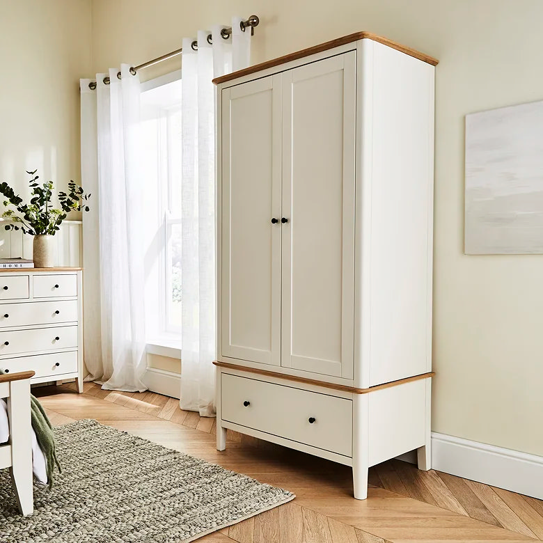 country style painted white wooden wardrobe
