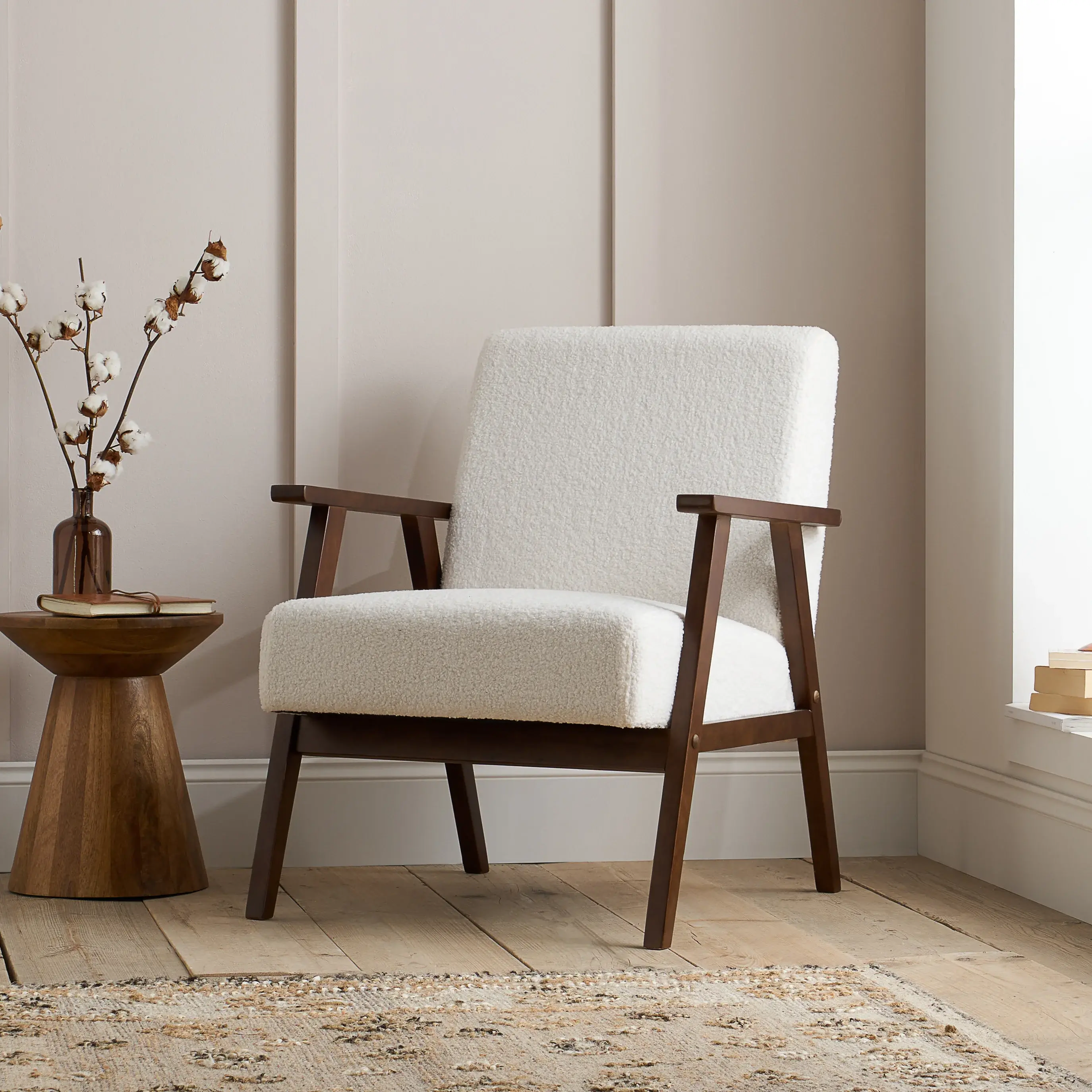 Anaise Boucle Accent Chair - Walnut