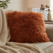 Orange cushion on sofa