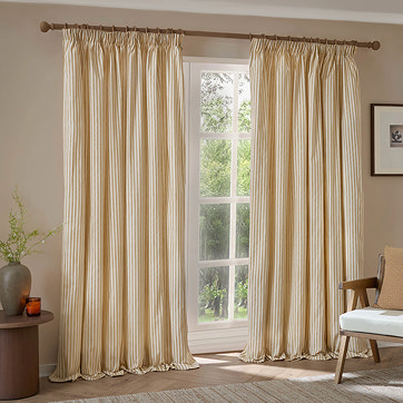 Yellow Striped Hebden Curtains