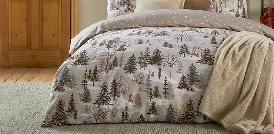 winter forest design christmas duvet cover set