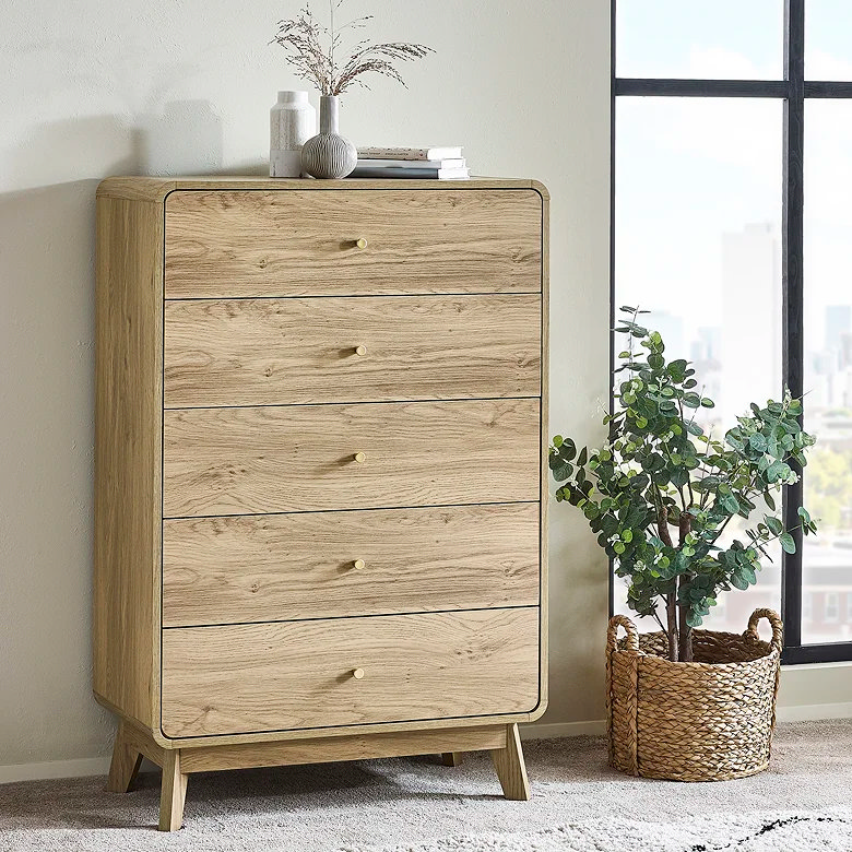 compact five chest of drawers in living room