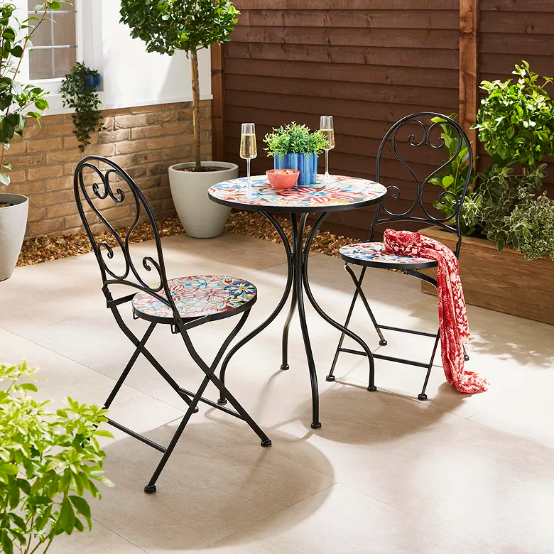 decorative mosaic outdoor bistro set for garden