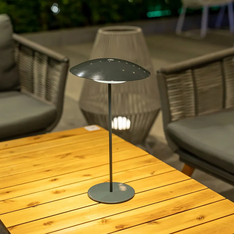 grey rechargeable table lamp for garden