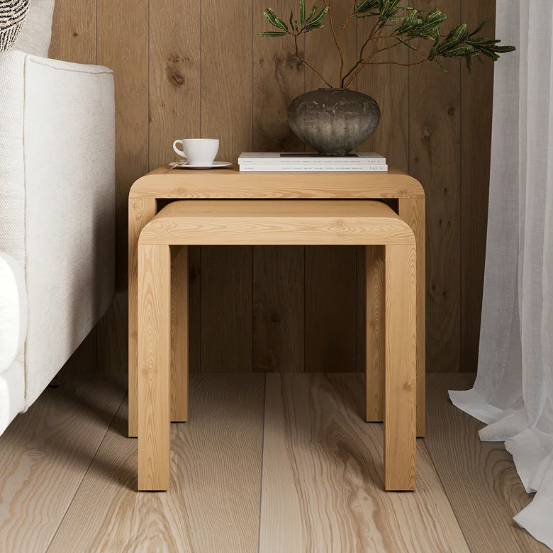 Scandinavian nested retro living room end tables
