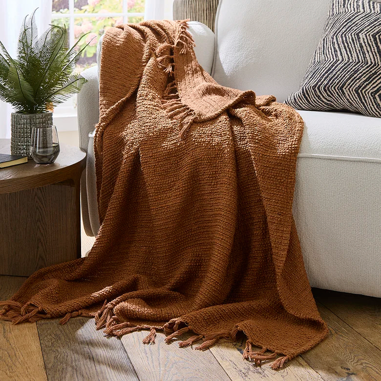 brown textured retro living room throw