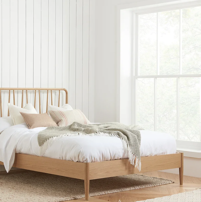 organised bedroom with clean windows