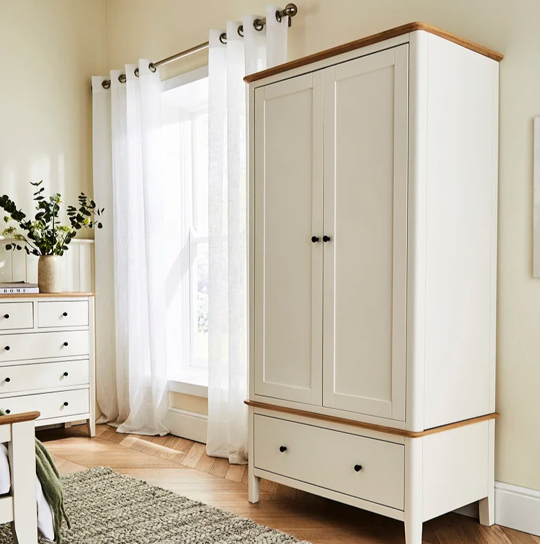 bright bedroom with newly cleaned curtains