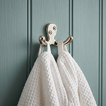 Robe hook with two bath robes