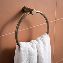 Towel Ring with white towel on it