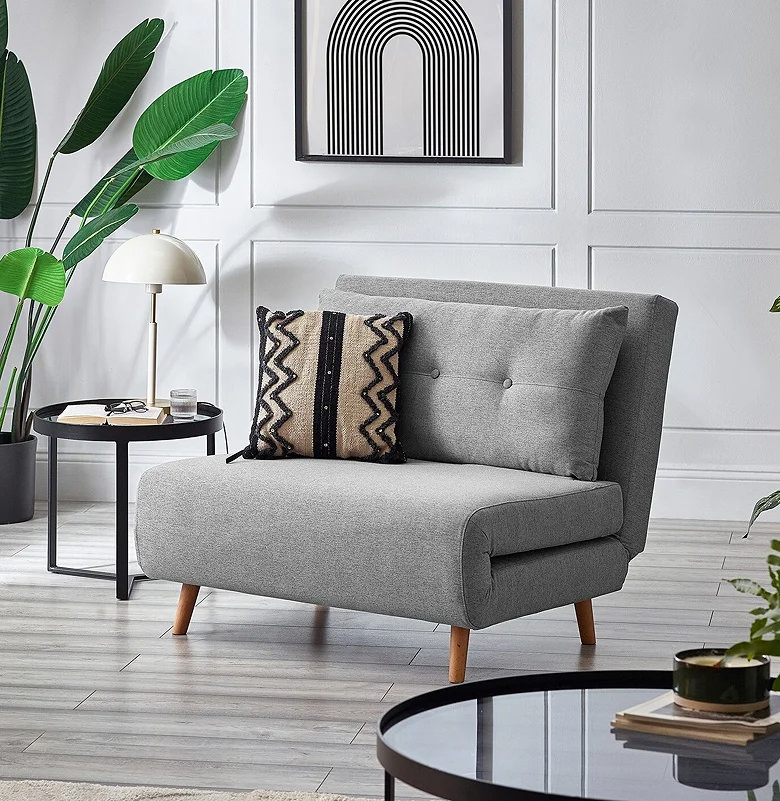 small grey modern sofa bed in home office