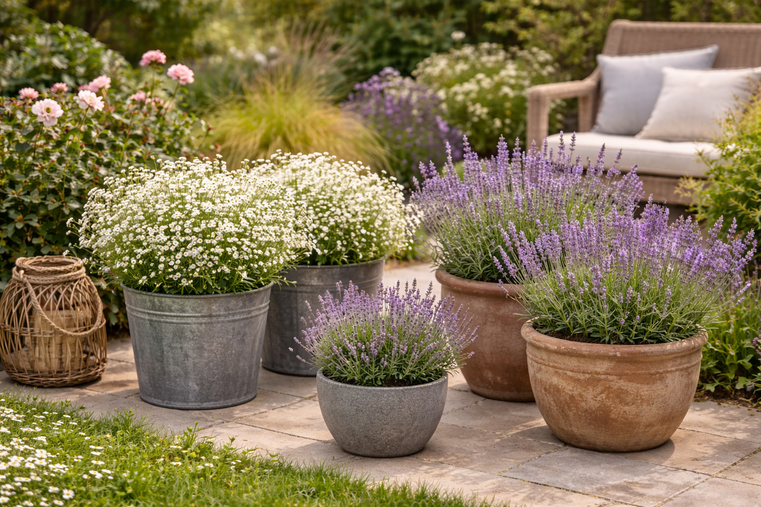 collection of potted plants in garden sanctuary