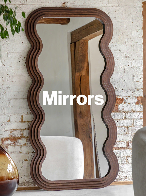 Freestanding dark wood mirror