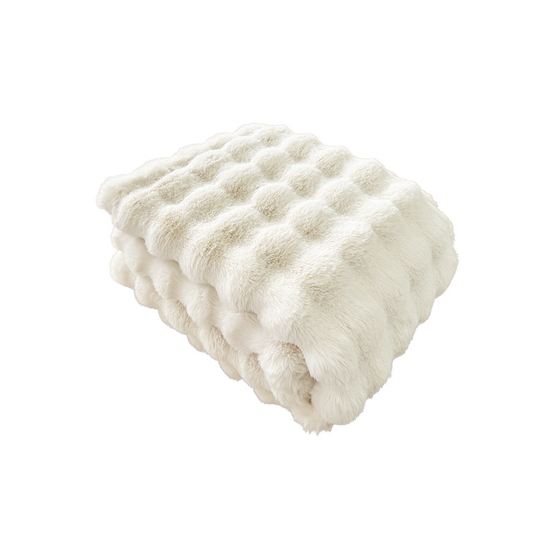 white faux fur bubble texture Christmas couch throw