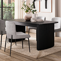 Trending Category - Dining Tables - black table and grey chairs