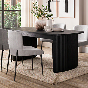 Trending Category - Dining Tables - black table and grey chairs
