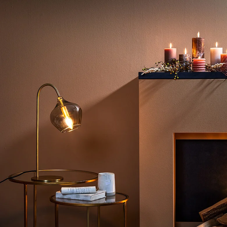 smoked glass living room table lamp task lighting