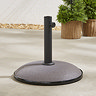 image of rounded grey concrete base with tube coming out of it, shown to support freestanding parasols