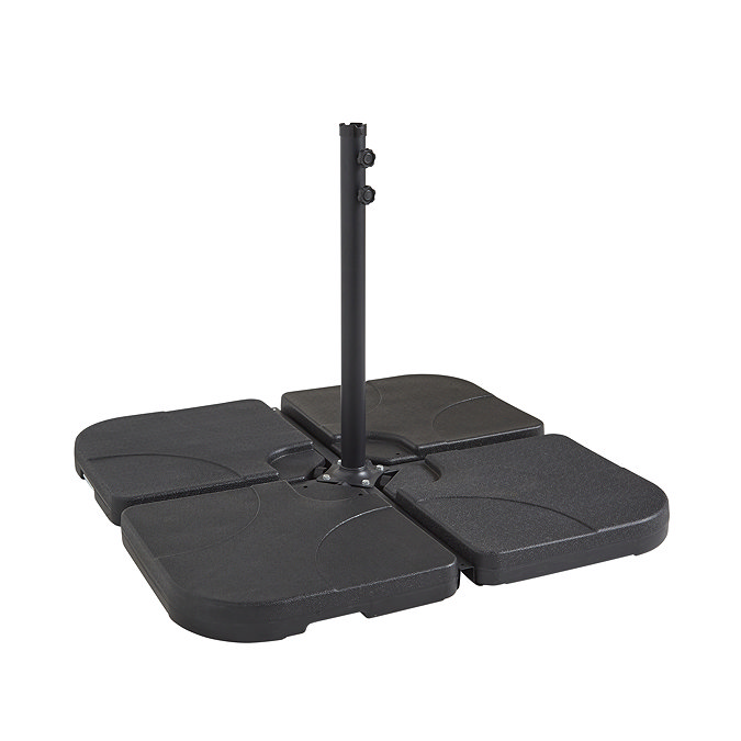 image cut out on white background of four piece black water parasol base