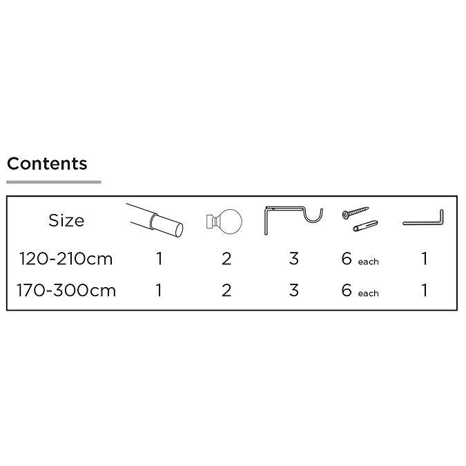 22-25mm Ball Eyelet Pole Pack Contents