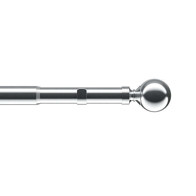 22-25mm extendable eyelet ball curtain pole in satin silver stock image