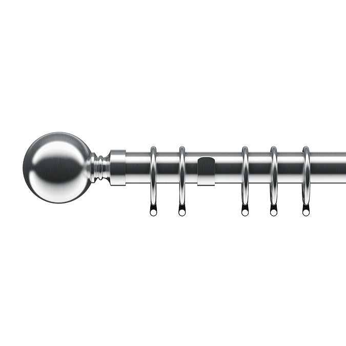 28mm Fixed Ball Pole Satin Silver stock image 