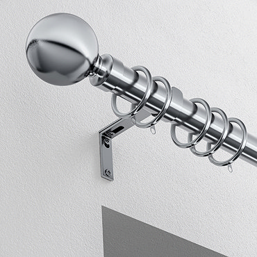 28mm Fixed Ball Pole Satin Silver stock image 