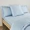 Light blue square pillowcase on bed
