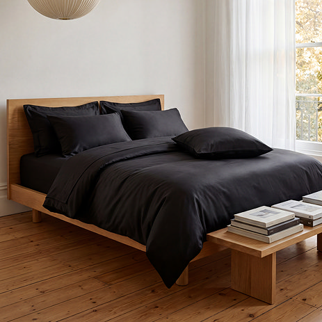300TC Cotton Sateen Duvet Cover - Black