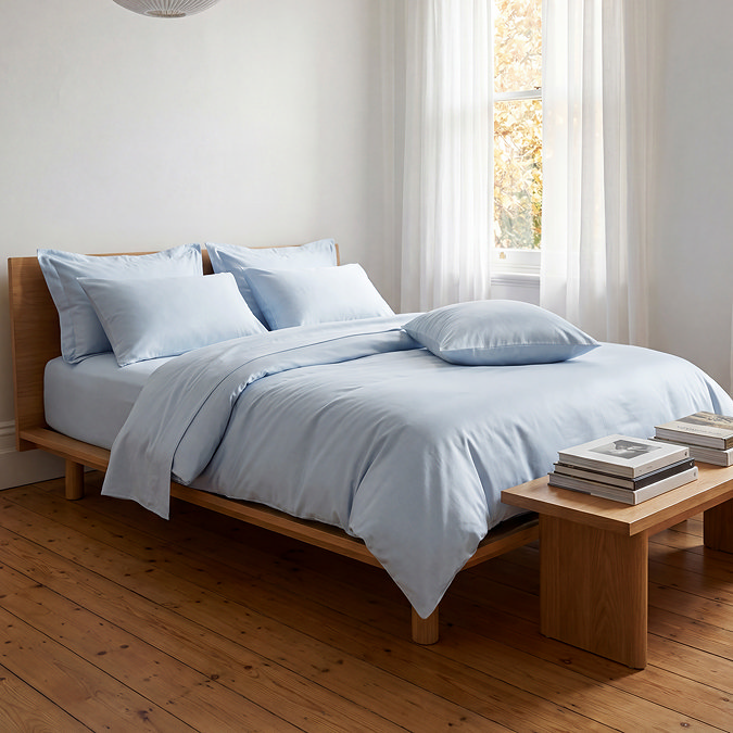 300TC Cotton Sateen Duvet Cover - Light Blue