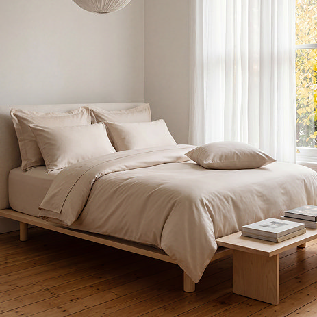 300TC Cotton Sateen Duvet Cover - Natural
