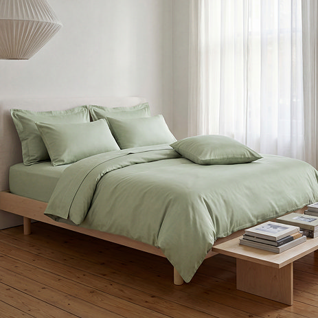 300TC Cotton Sateen Duvet Cover - Sage