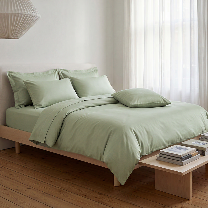 300TC Cotton Sateen Duvet Cover - Sage