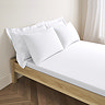 Cotton Sateen White Fitted Sheet on bed image 1