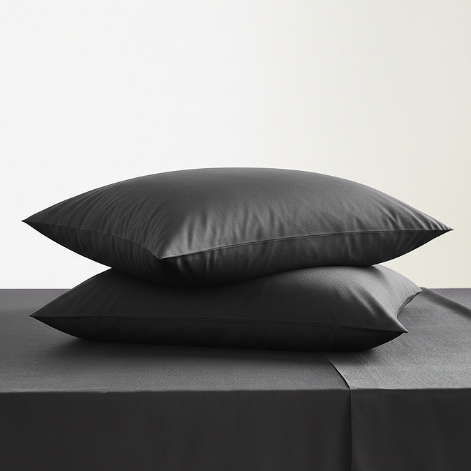Pair of black king size pillowcases