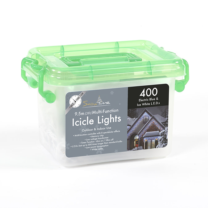 image of lights in a plastic box, labelled ice white and electric blue
