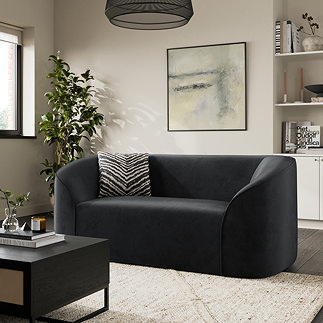 Abbey Velvet 3 Seater Sofa - Black main image