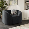 Abbey Velvet Curved Armchair - Black main image