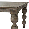 close up image of dark wood rectangular table in dark wood with rounded legs