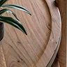 close up image of acacia wood grain of coffee table
