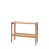 cut out image of acacia wood console table with rattan lower shelf