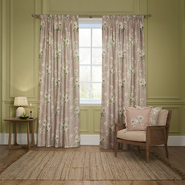Adele Rose Pencil Pleat Curtain Close Up Image