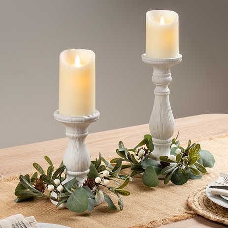 adeline set of 2 mistletoe and cone candle rings